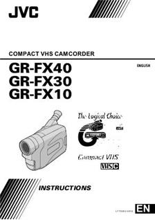 JVC GR FX 40 manual. Camera Instructions.